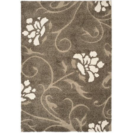 Safavieh Florida Shag Power Loomed Small Rectangle Rug- Smoke - Beige- 3 ft. 3 in. x 5 ft. 3 in. SG464-7913-3